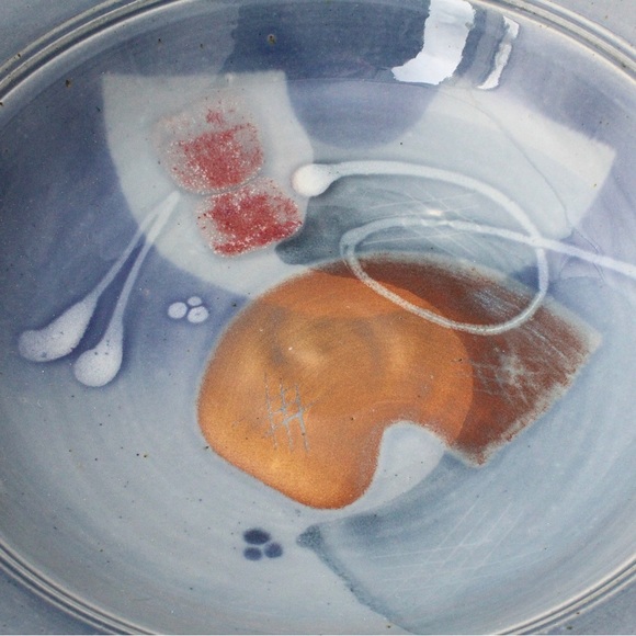 James Brooke Ceramic Bowl Art Pottery Blue Abstract Modernist Large Centerpiece - Picture 3 of 9